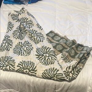 Green and White Patterned set